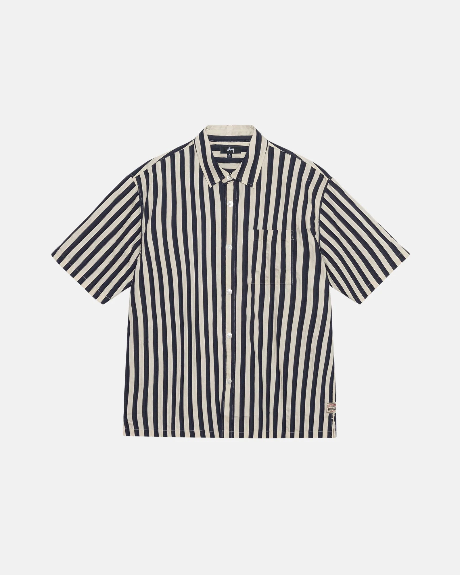 Stüssy Boxy Flat Hem Stripe Shirt Navy