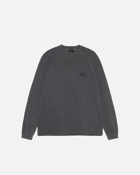 Stüssy Raglan Thermal LS Crew: Washed Black