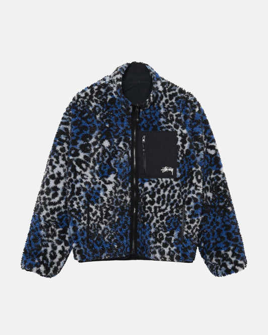 Stussy Sherpa Reversable Jacket Blue Leopard