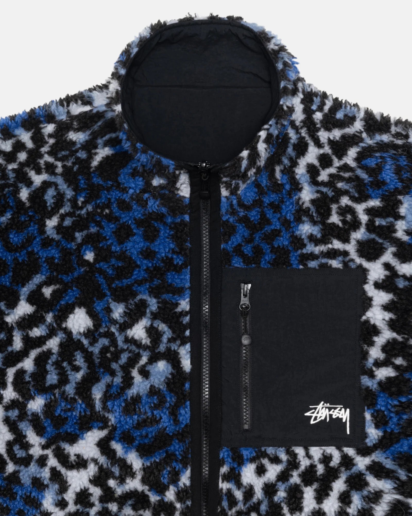 Stussy Sherpa Reversable Jacket Blue Leopard – Rose Street Skateshop