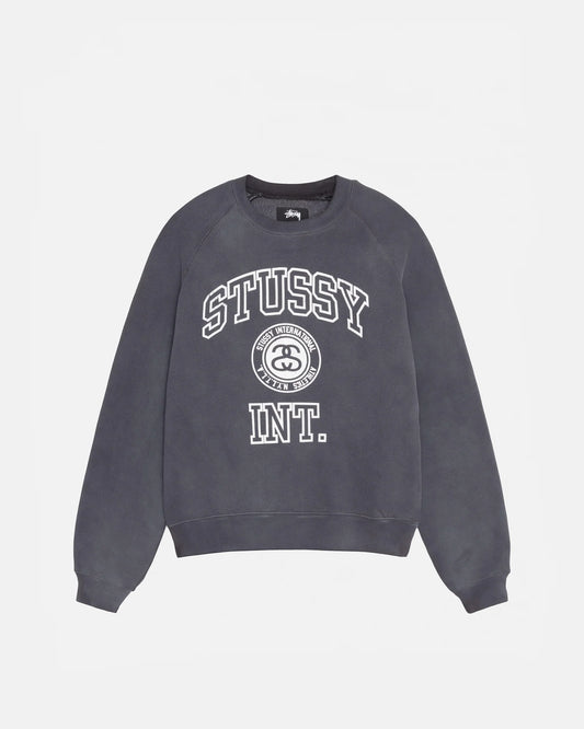 Stüssy Overlock Varsity Raglan Crew: Washed Black