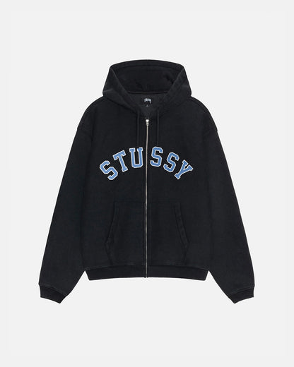 Stüssy Faded Graphic Zip Hoodie: Washed Black