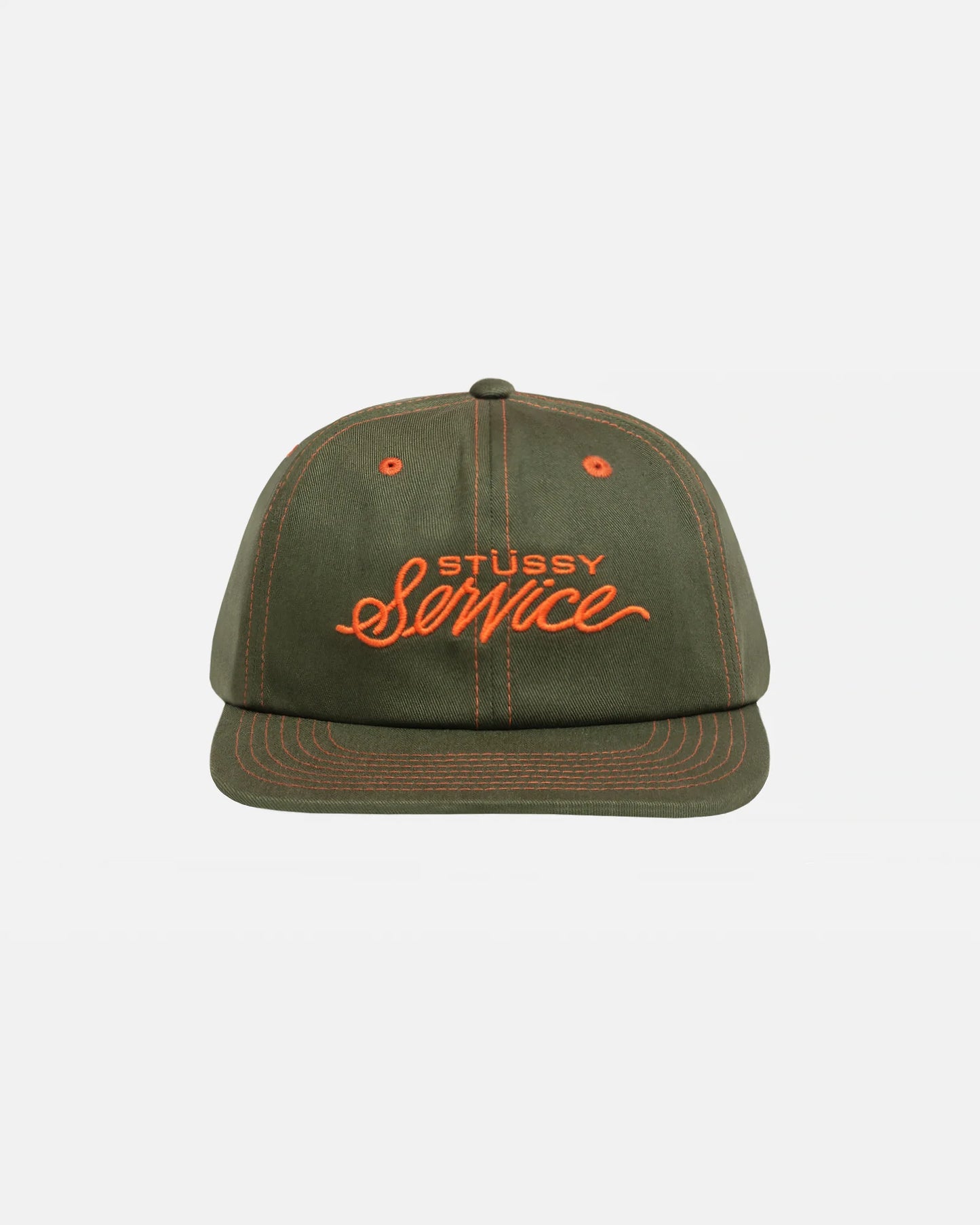 Stüssy Mid Depth Service Strapback Hat: Deep Olive