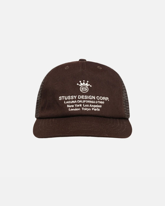 Stüssy Low Profile Design Crop Trucker Cap: Brown