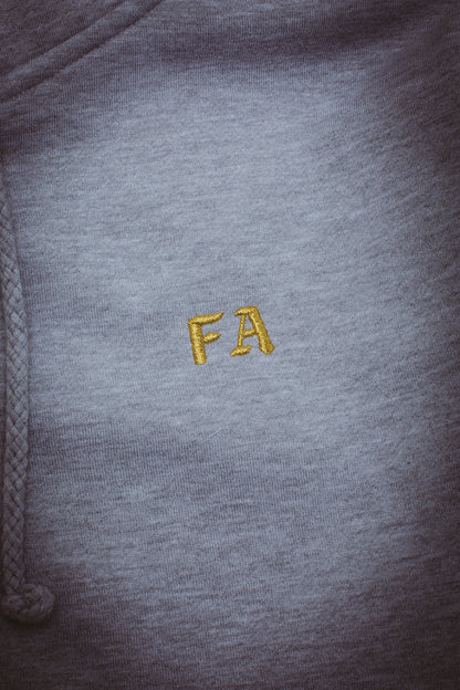 FA Lesser God Embroidered Zip Up Hoodie Heather Grey