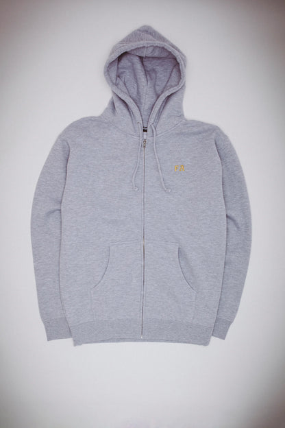 FA Lesser God Embroidered Zip Up Hoodie Heather Grey