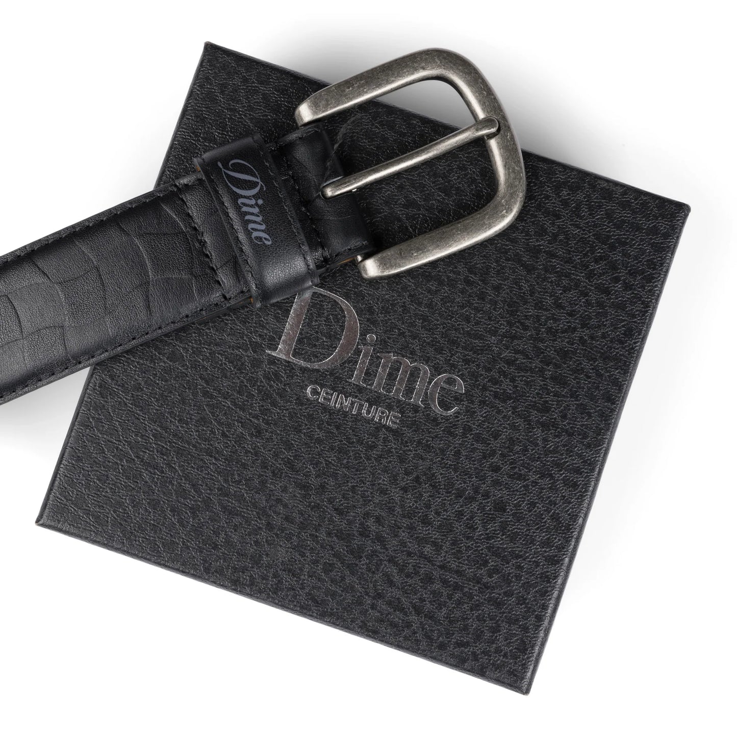 Dime Checkered Leather Belt: Black