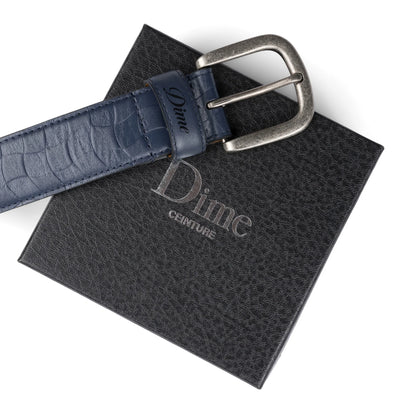 Dime Checkered Leather Belt: Navy