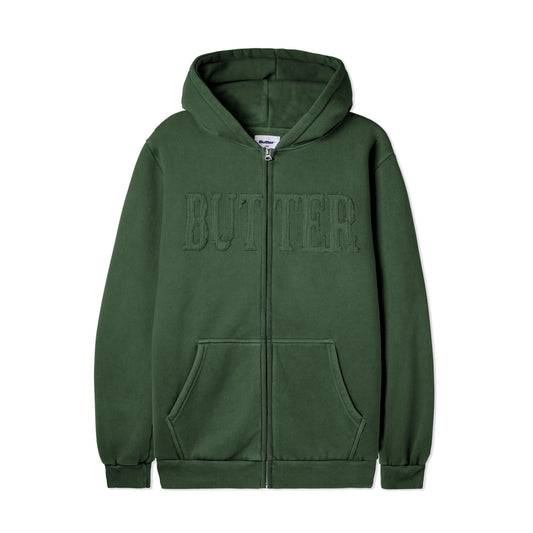 Butter Fabric Applique Zip-Thru Hood Washed Army