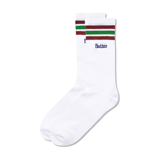 Butter Stripe Socks: White red/green/red