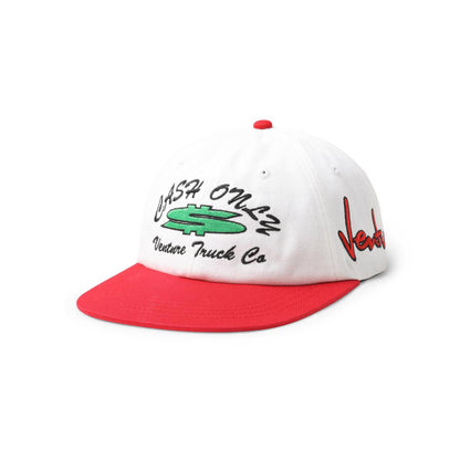 Cash Only Dollar Sign 6 Panel Hat White/Red