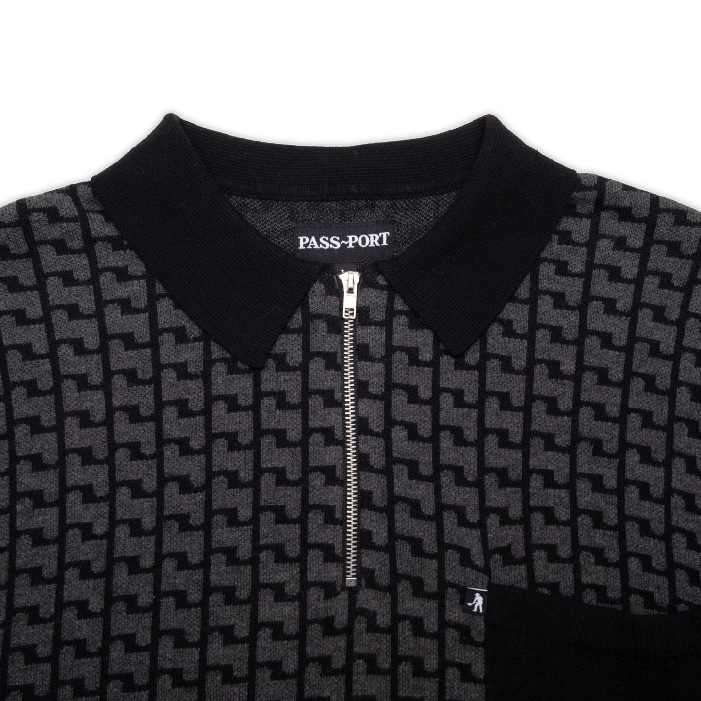 Pass-Port Drain Knit Short-sleeve Polo Black