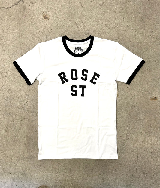 Rose Street Arc Logo Ringer Tee White w/ Black