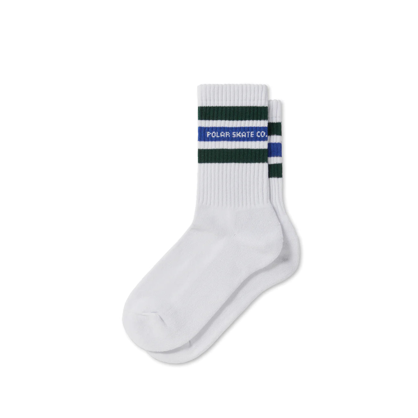 Polar Fat Stripe Socks: White/Green/Blue