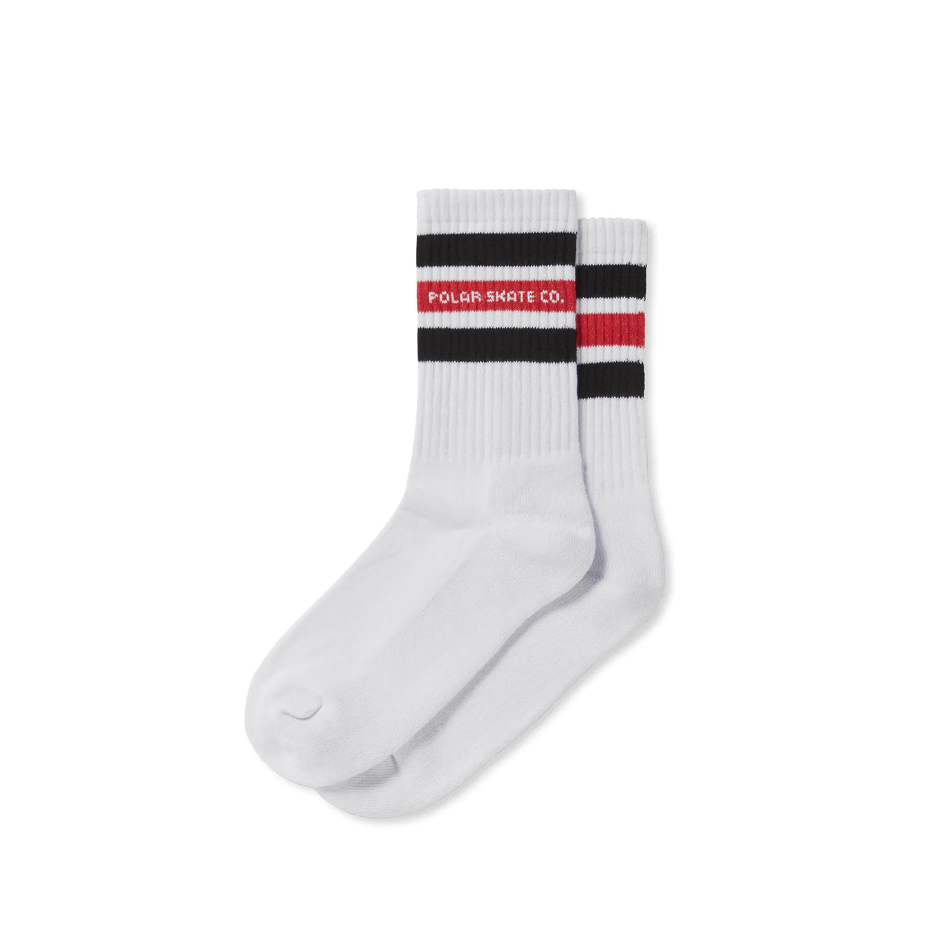 Polar Fat Stripe Socks: White/Black/Red