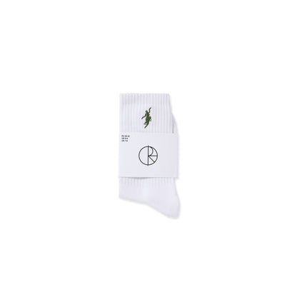 Polar No Comply Socks: White/Army Green