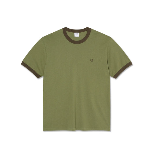 Polar Ringer Tee: Army Green/Brown