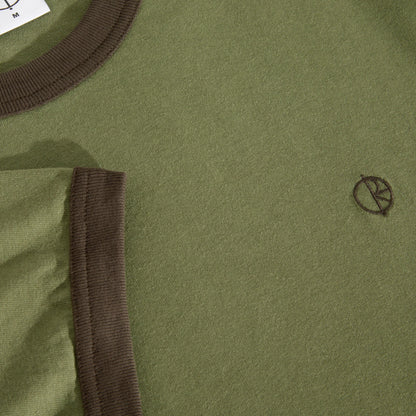 Polar Ringer Tee: Army Green/Brown