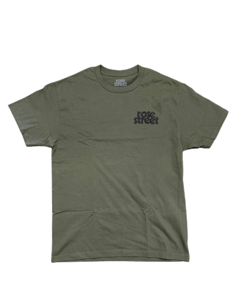 Rose Street Stacked Logo Tee Army Green