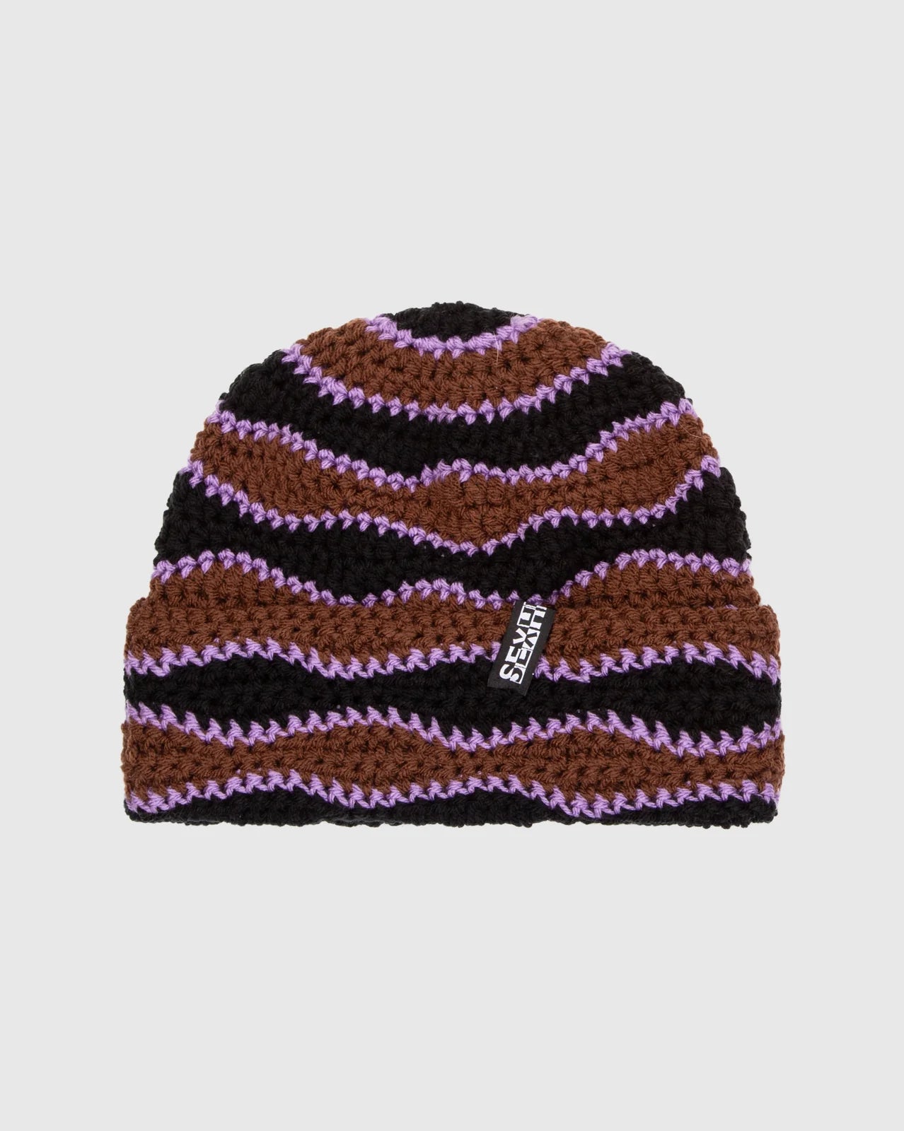 Sex Hippies Wave Length Beanie: Brown/Black/Lilac