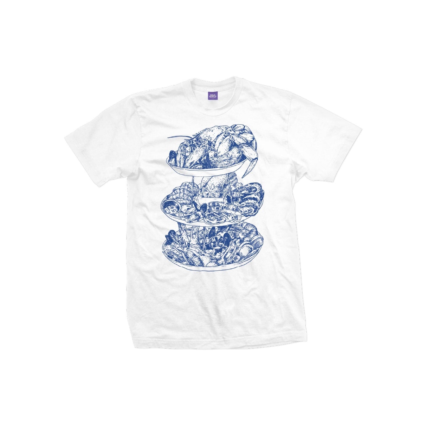 Cold World Seafood Tower Tee White