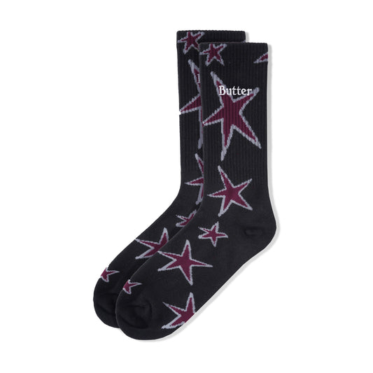 Butter Star Socks: Black