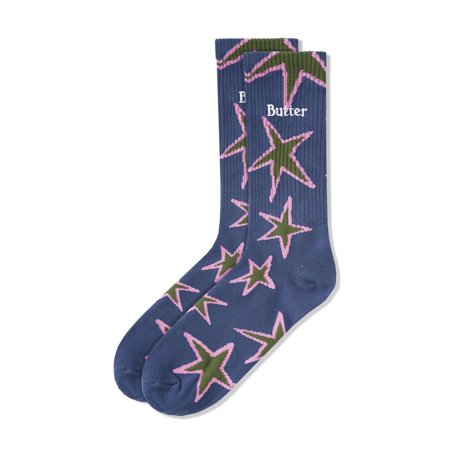 Butter Star Socks: Prussian