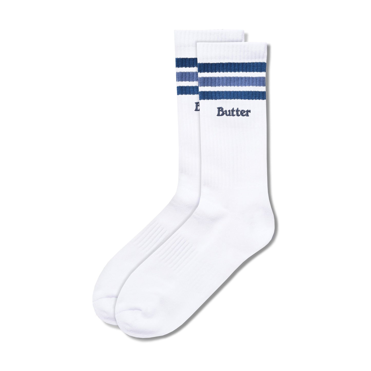 Butter Stripe Socks: White w/ Blue Stripes