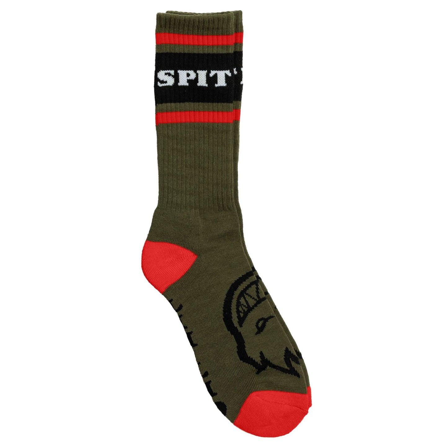 Spitfire Classic 87 Big Head Socks: Olv/Blk/Red