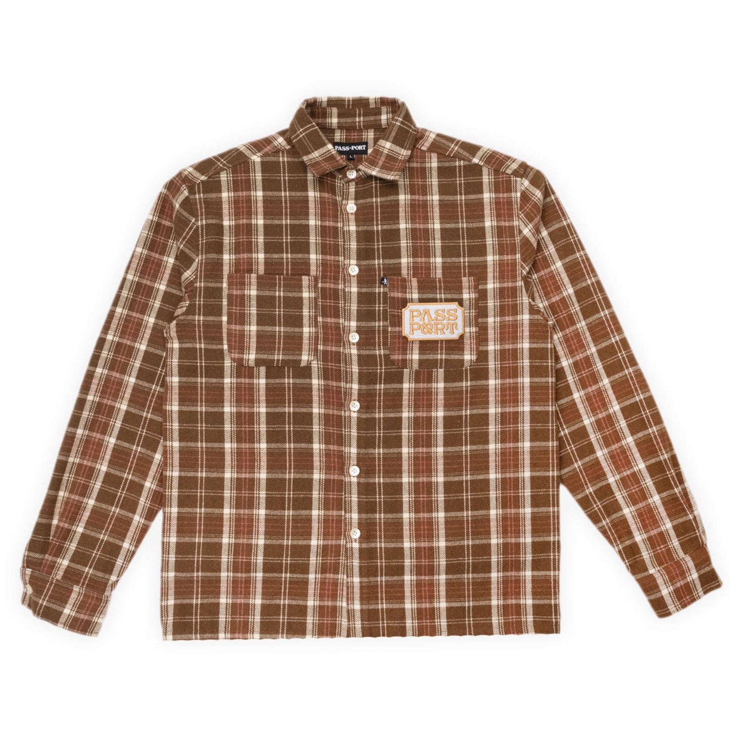 Pass-Port Yearbook Logo Workers Flannel Caramel