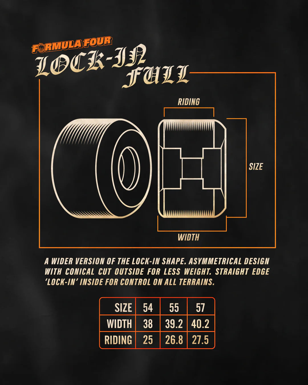 Spitfire F4 Lock Ins FULL 99du Orange: Assorted Sizes