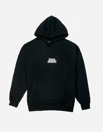 Rose Street Emb Stacked Logo Hoodie: White/Black