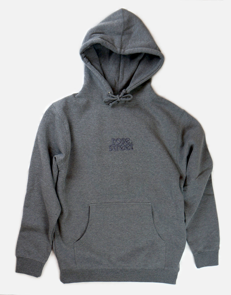 Rose Street Emb Stacked Logo Hoodie Heather Gray | Rose Street Skateshop